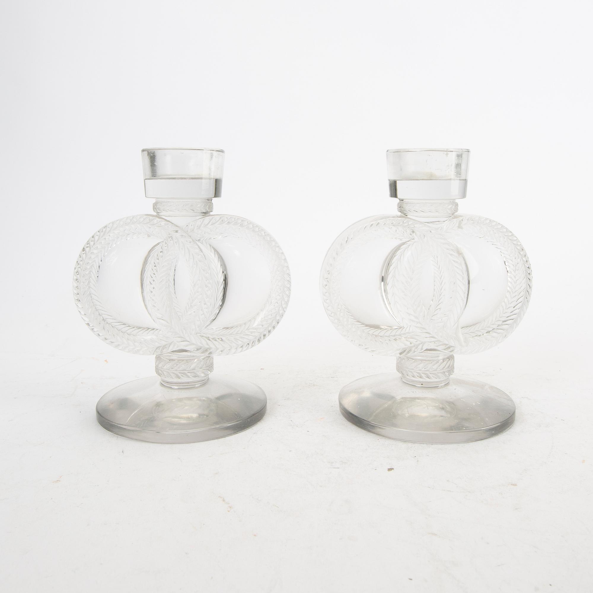 Ljusstakar ett par Lalique 1900-talets andra hälft.