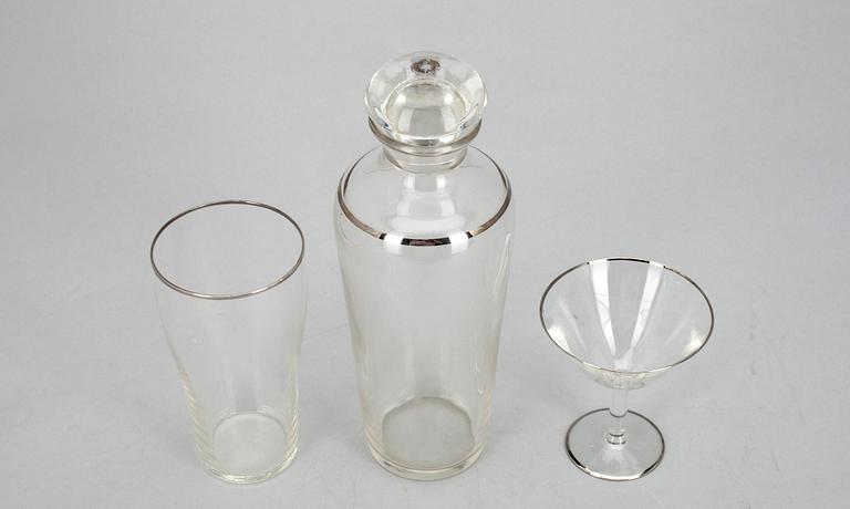 COCKTAILSHAKER, 2 st, COCKTAILGLAS 22 st, GLAS 12 st, 1930-tal.