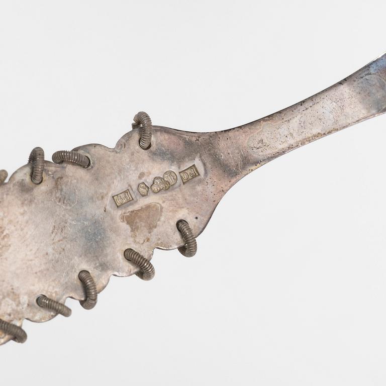 Bestick, 14 st, silver, med dekor av samer och renar, bl a Fritz Olsson, Luleå 1965.