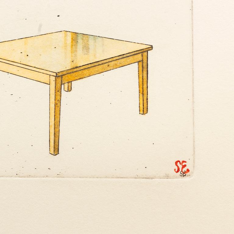 STEN EKLUND, handkolorerad etsning, signerad.