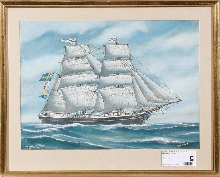 GUSTAF FREDRIKSSON, akvarell med täckvitt, sign.