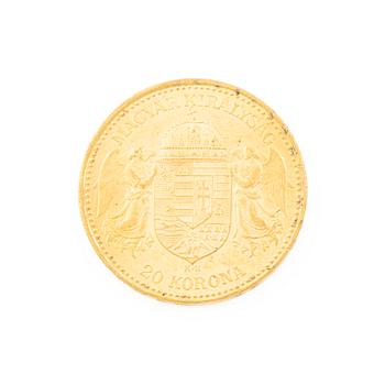 Gold coin, Hungary, 20 Korona, 1892.