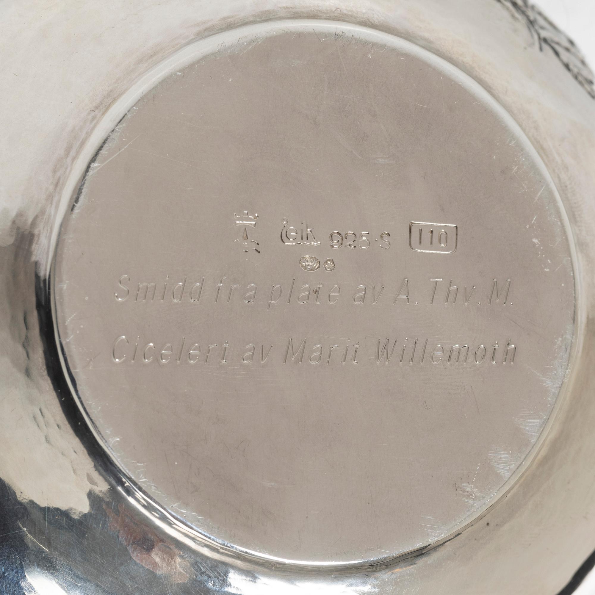 A silver bowl, second half of the 20th century, Norway.