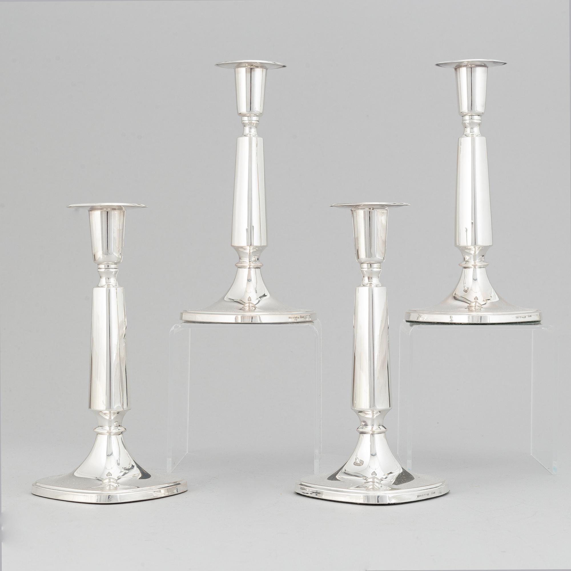 Tore Eldh, four silver candlesticks, K&EC, Göteborg, 1961-70.