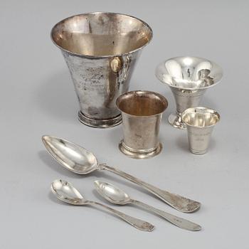 PARTI SILVER, 7 delar, 1800/1900-tal. Vikt 390 g.