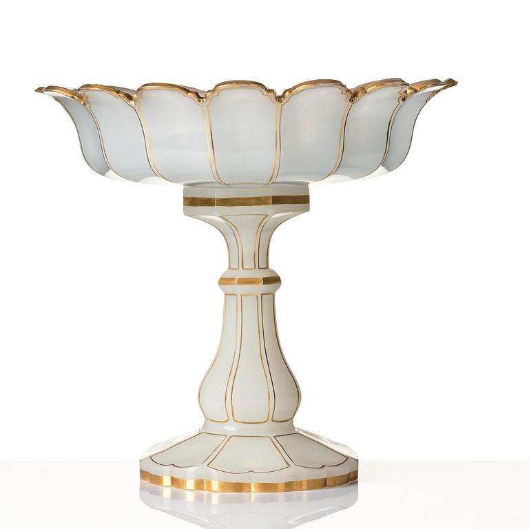 A large French opalin glass tazza, 1830/1840's.
