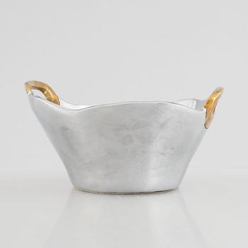 David Marshall, bowl with handle, cast aluminium and brass, Spain, second half of the 20th century.