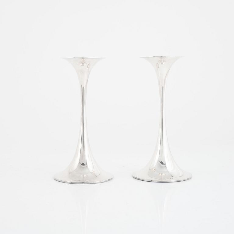 Tapio Wirkkala, a pair of sterling silver candlesticks, 'Trumpetti', Kultakeskus Oy, Hämeenlinna, Finland.