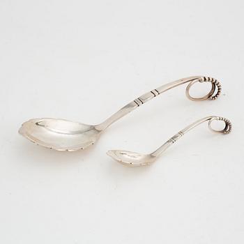 Georg Jensen, skedar, 2 st, silver, design nr 41, Danmark, efter 1945.