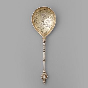 188. A Swedish 17th century silver-gilt spoon, mark of Albrekt Lockert, Stockholm (1623-1653-).