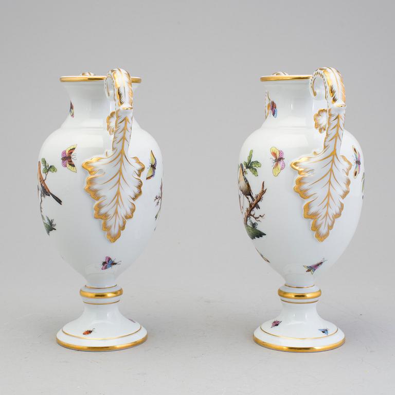 a pair of porcelain urns by Herend Hungary in the second half of the 20th century.