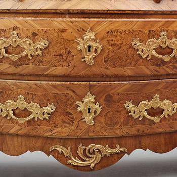 A burr-alder and gilt brass-mounted rococo commode by J. Sjölin (master 1767-1785).