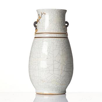 An underglaze blue and enamelled vase, Qing dynasty, 19th century.