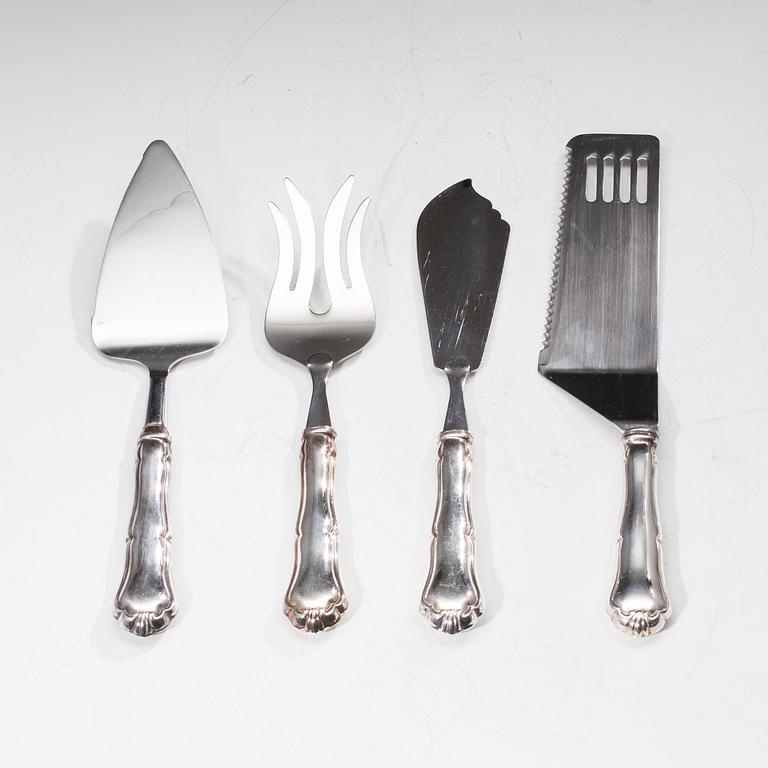 BESTICK, 28 st. silver, Chippendale, finska stämplar 1900-talets slut. Vikt tot. 1049 g.