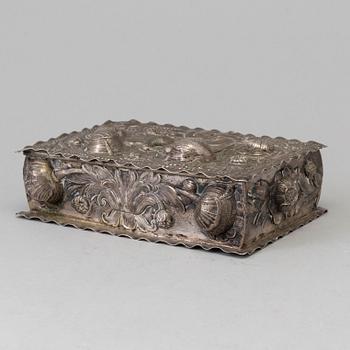 a German silver box, late 19th century.