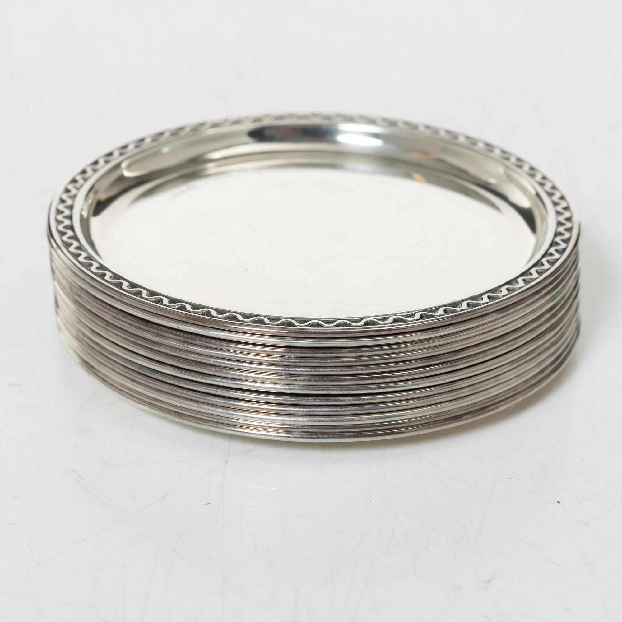 Coasters, 12 st, silver, GAB, Stockholm 1962-1962.