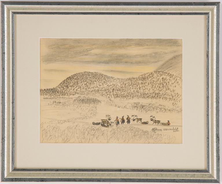 Nils Nilsson Skum, mixed media on paper, signed.