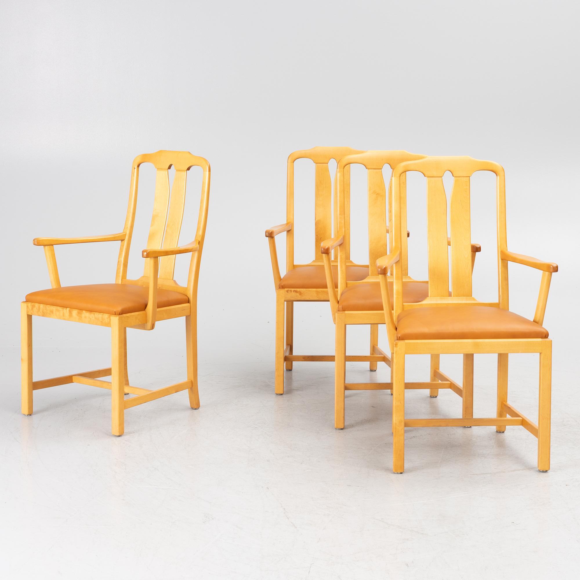 Carl Malmsten, Armchairs, 4, "Ambassadör", Åfors Möbelfabrik, late 20th century.