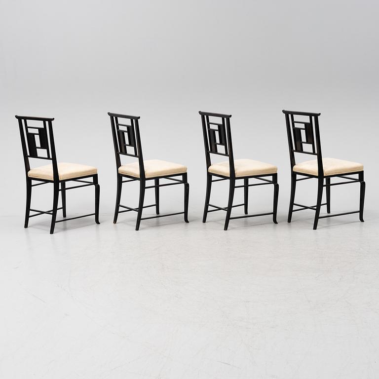 Four chairs with Japanese laquer panels, first half of the 20th Century.