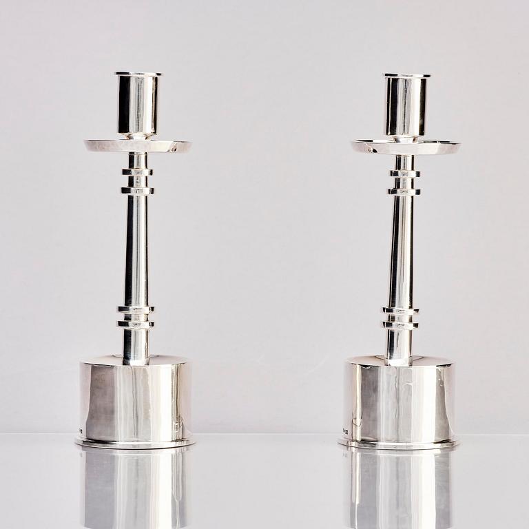 Claës Giertta, a pair of silver candlesticks, Stockholm 1965.