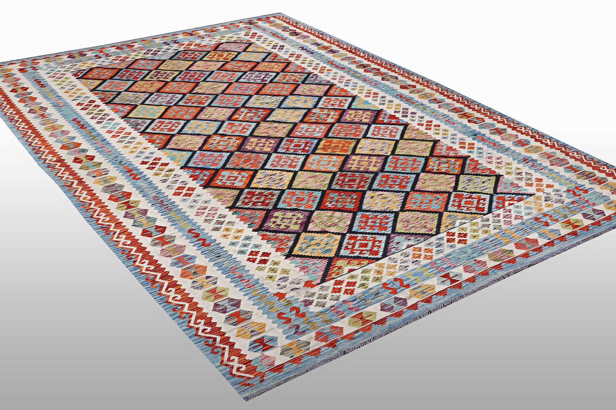 A carpet, kilim 343 x 250 cm.