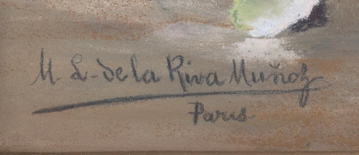 MARIA LUISA DE LA RIVA Y CALLOL DE MUÑOZ, blandteknik på duk, signerad.