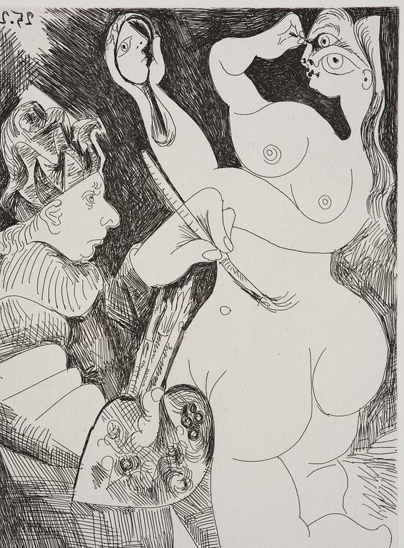 Pablo Picasso, "Peintre Bouffon peignant sur son Modèle", ur "Séries 156".