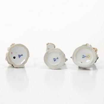 Meissen, Figuriner, tre stycken, porslin, omkring 1900.