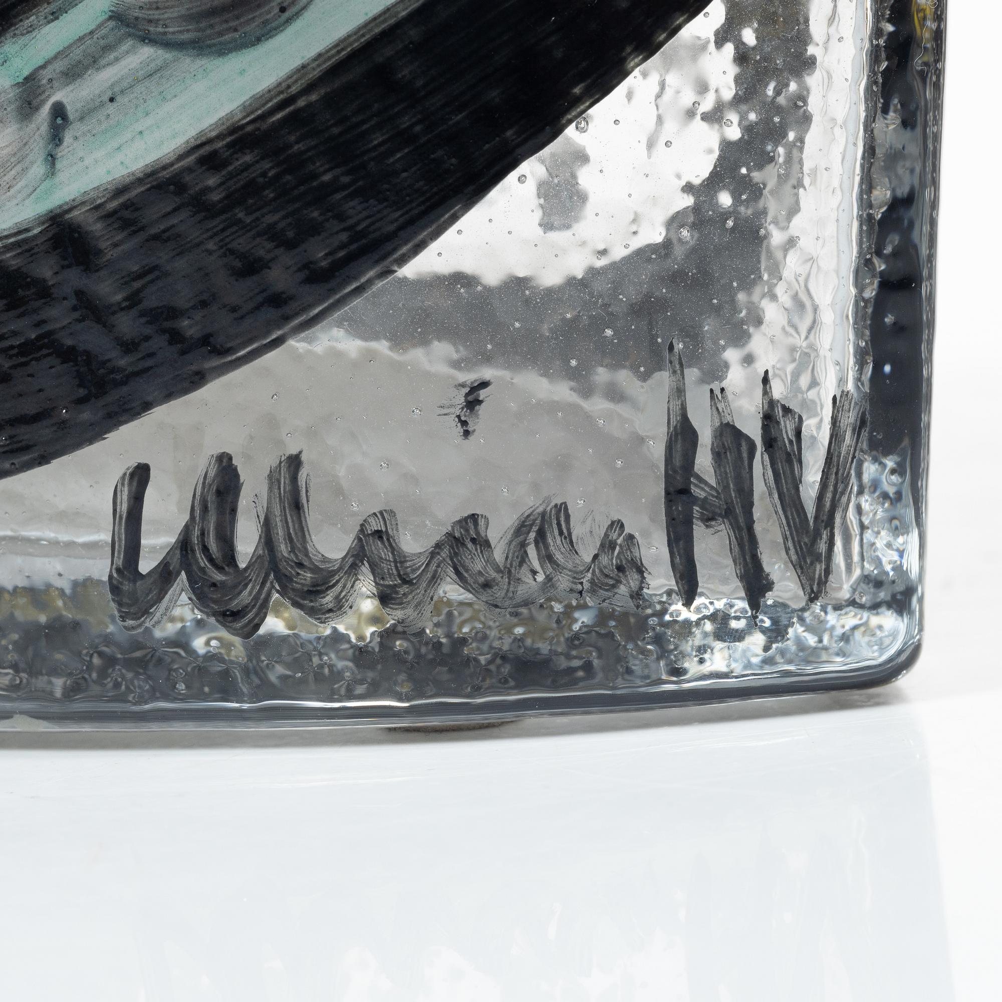 Ulrica Hydman-Vallien, a painted glass vase, Kosta Boda, ed 8/30.