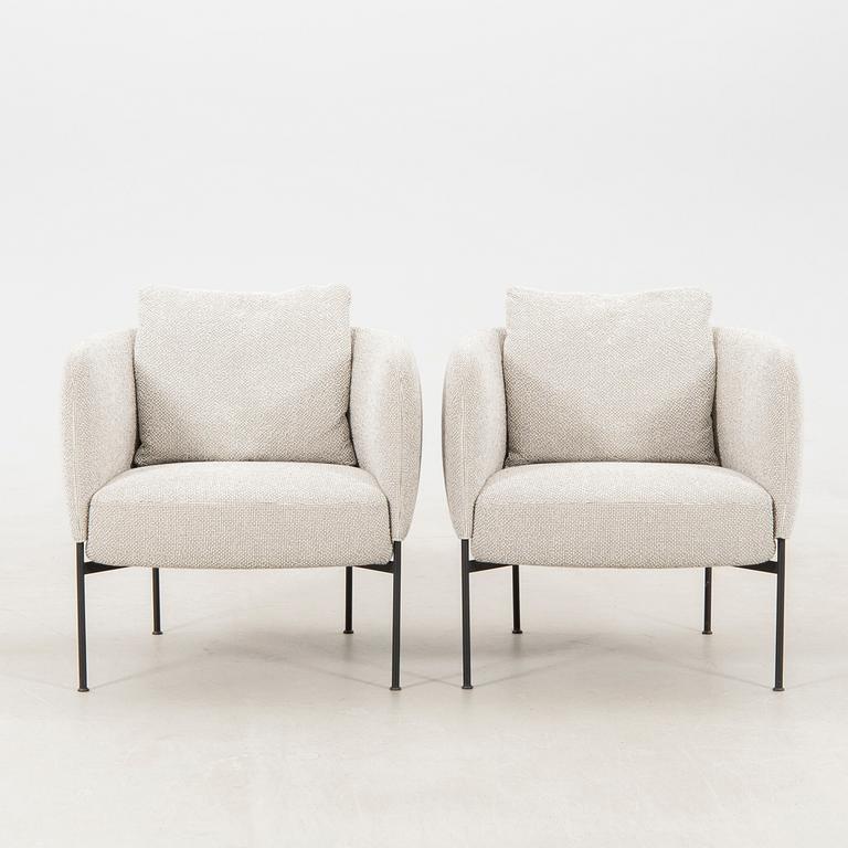 Mats Broberg & Johan Ridderstråle armchairs, a pair of "Bonnet club chair" designed for Adea in 2016.