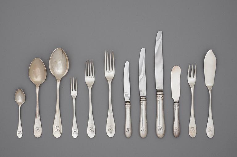 A Swedish 20th century 138 piece silver table-service, makers mark of W A Bolin, Stockholm 1939-1940.