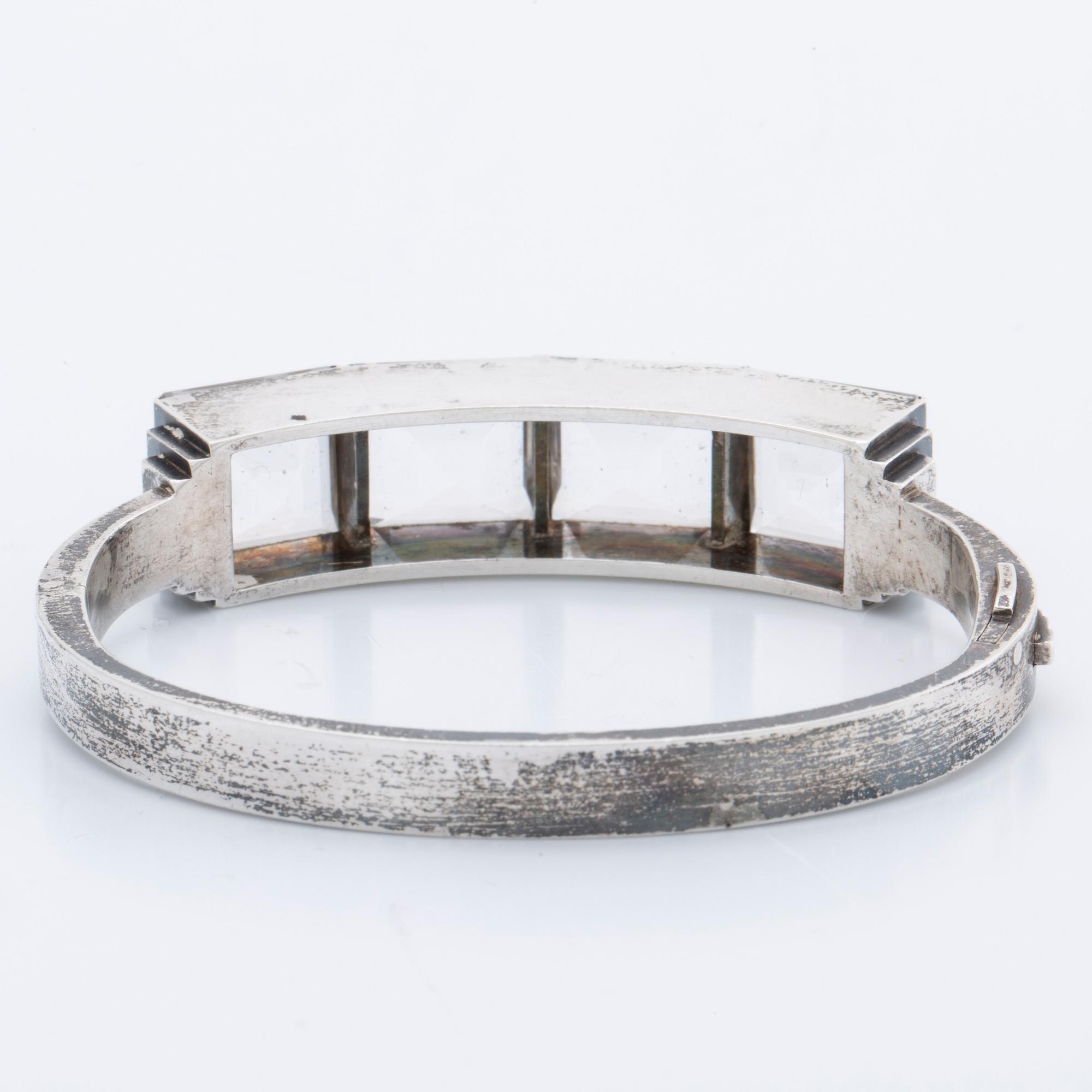Wiwen Nilsson, armband, Lund 1939, sterling med bergkristall.