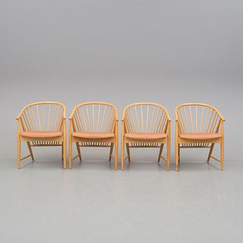 KARMSTOLAR, 4 st, "Solfjädern", Sonna Rosén, Gemla Möbelfabrik, modellen formgiven 1948.