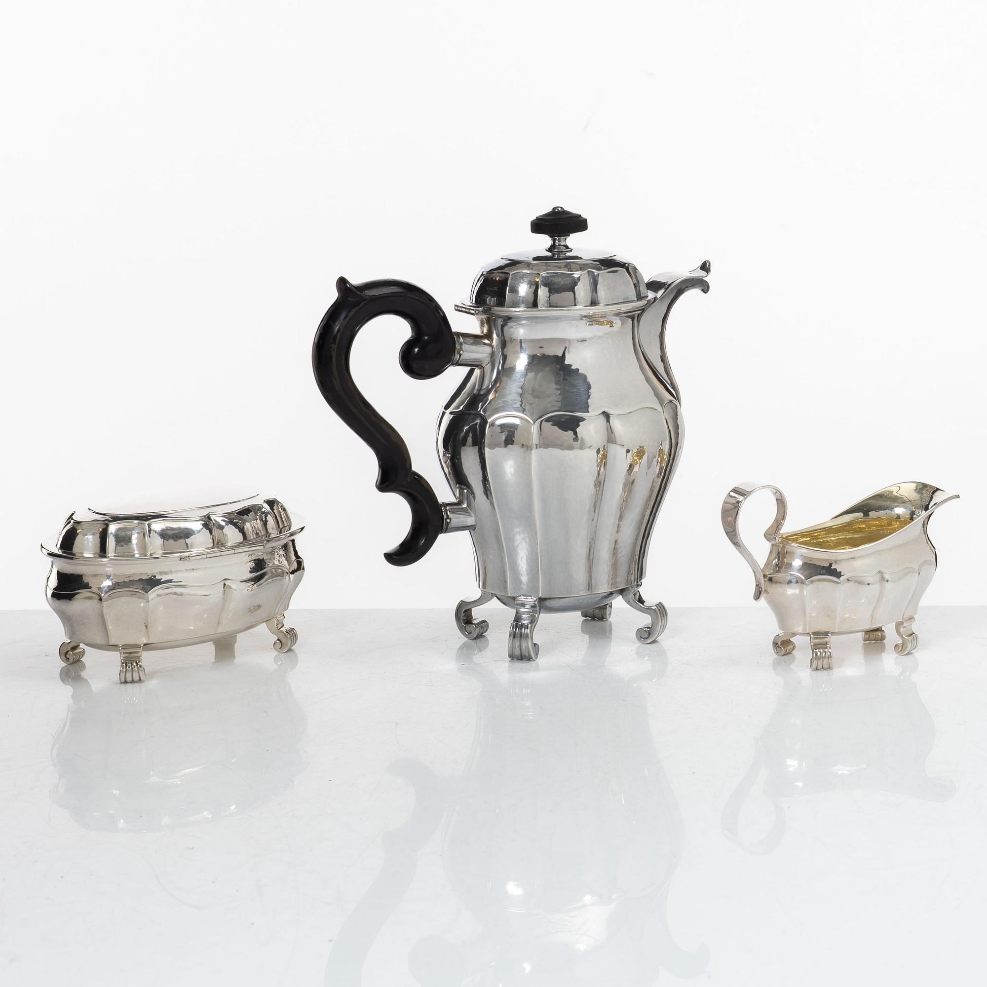 A three-piece silver coffee service, GAB, Stockholm, 1929-31.