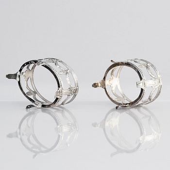 Nils Rundström, saltkar med glasinsats, silver, ett par, Stockholm 1786. Gustavianska.