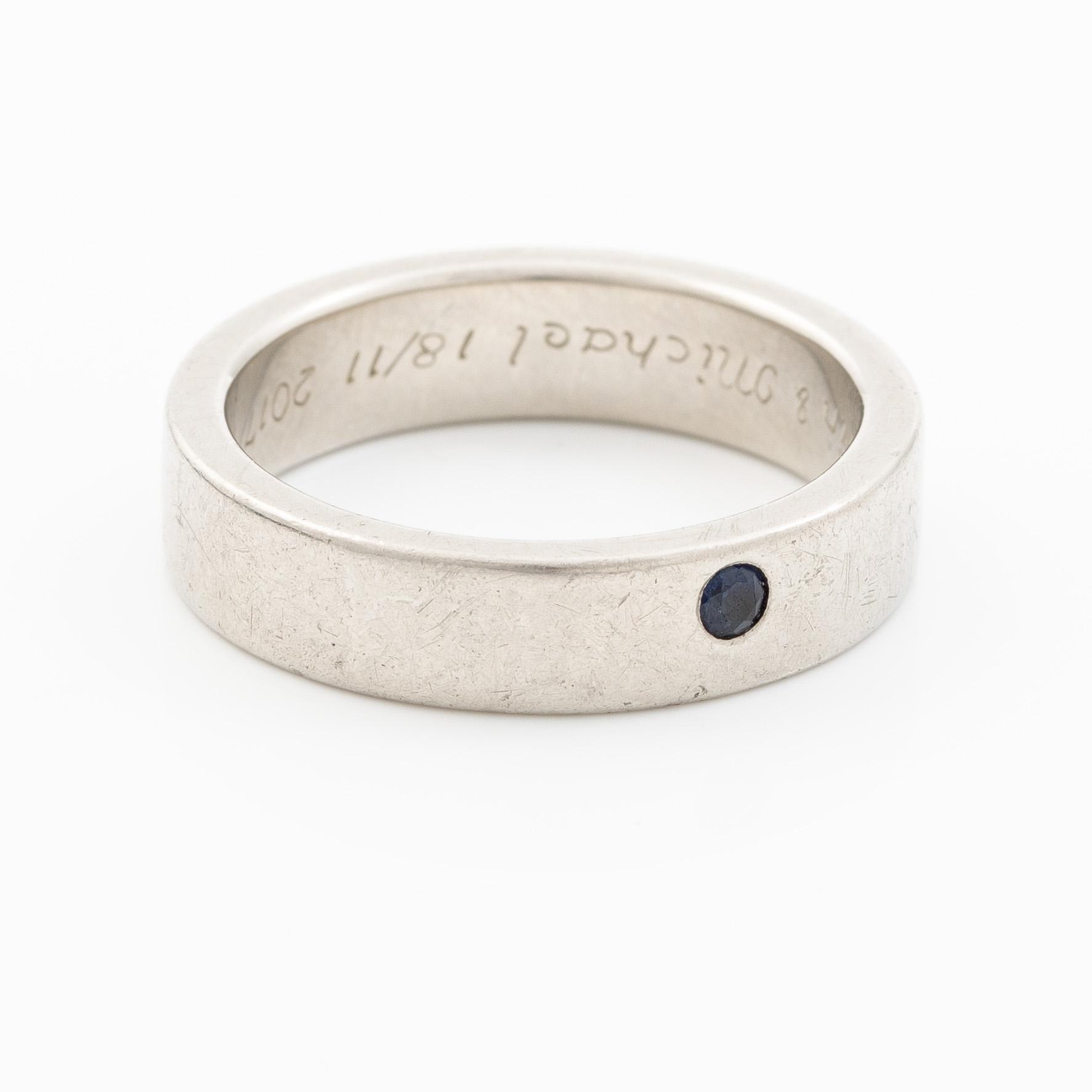 Ring, Strömdahls, platinum with two faceted sapphires.