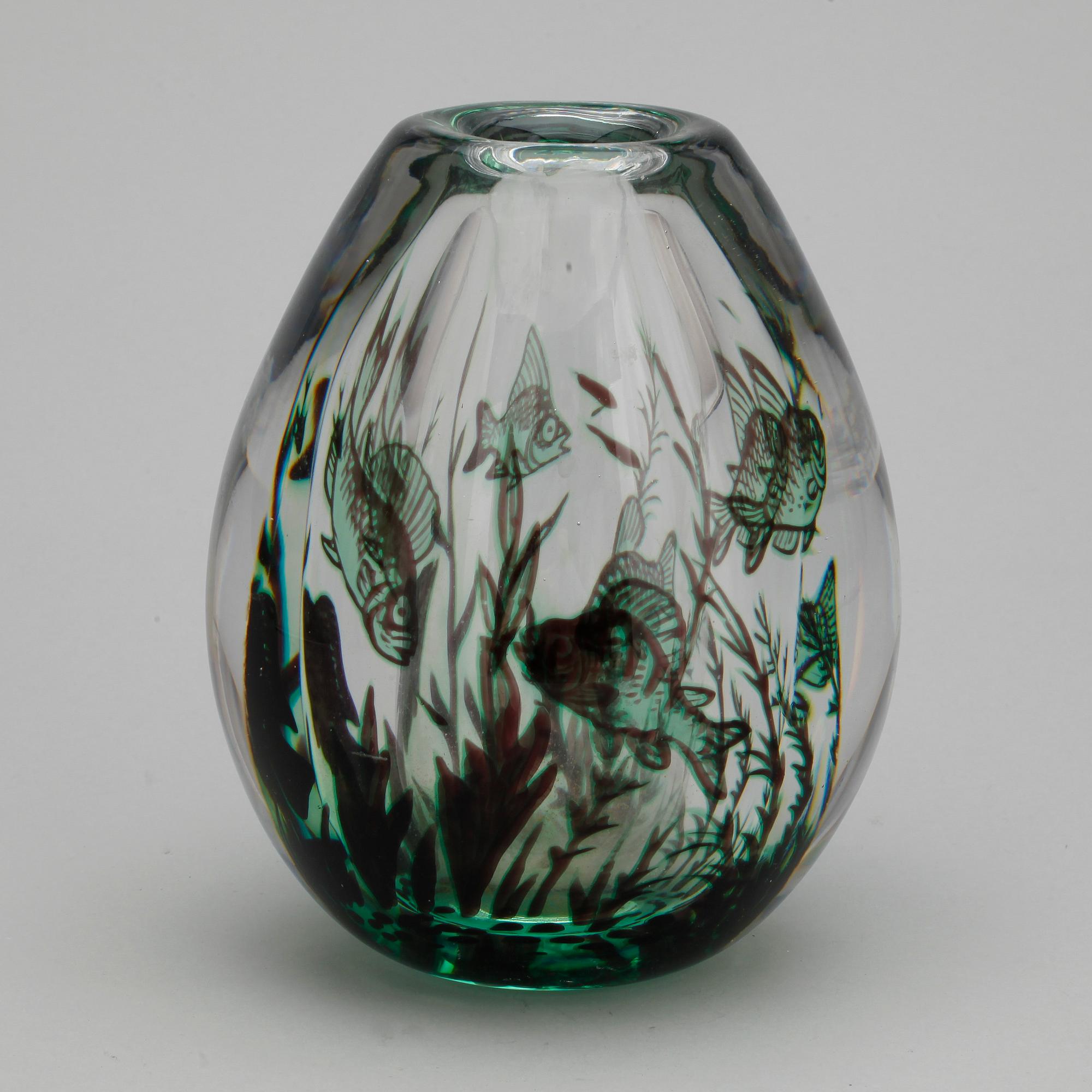 VAS, glas, "Fiskgraal", Edward Hald, Orrefors.