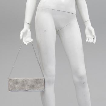 A silver- and glasstone clutch by Rene Caovilla.