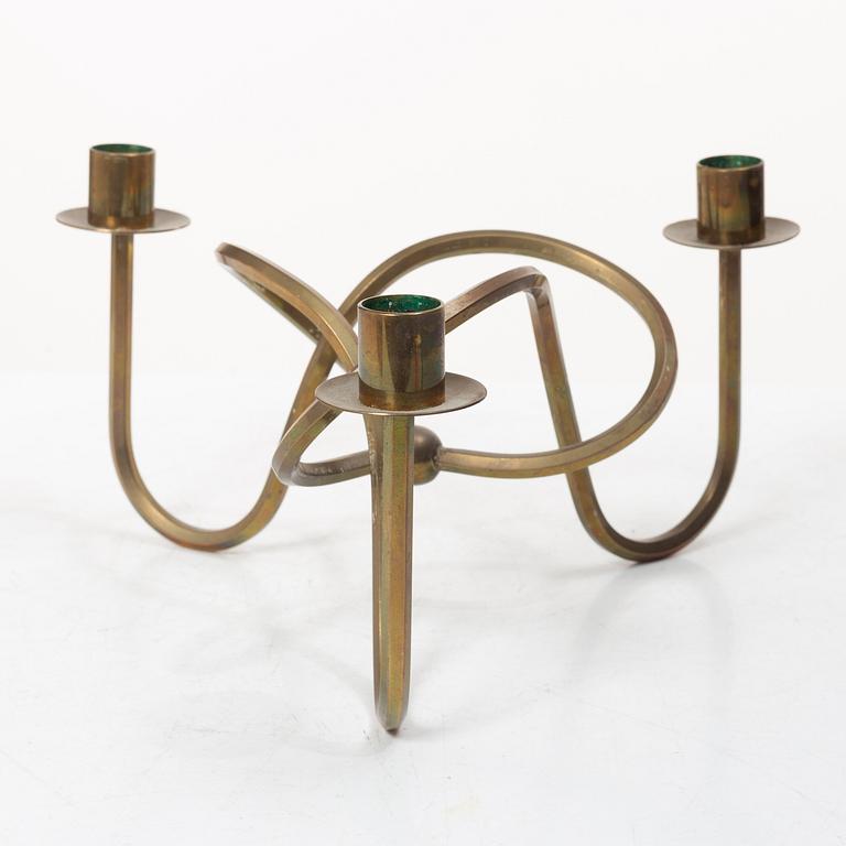 Josef Frank, 'Vänskapsknuten' brass candelabrum, Svenskt Tenn.