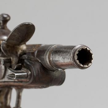 An end of the 18th century flintlock pistol, with makers name Dubois on the lockplate, France.