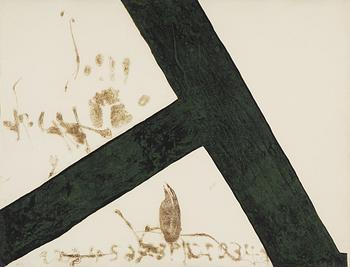 Antoni Tàpies, färgetsning, signerad HC. Utgiven 1972.