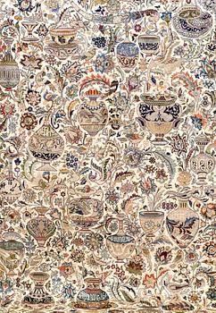 A CARPET, Figural kashmar, ca 392 x 295 cm.