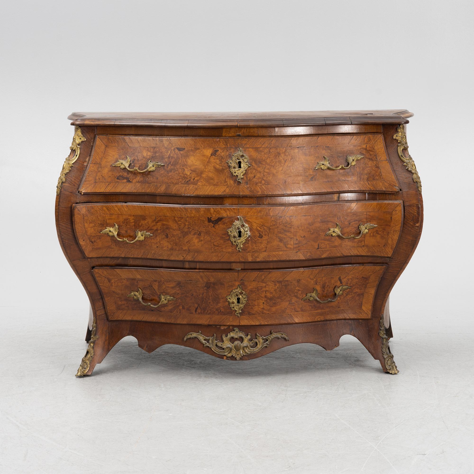 A Rococo chest of drawers, Sweden, second half of the 20th Century.