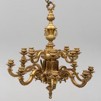 A Baroque style bronze chandelier, first half of the 20th century.