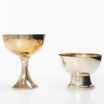 Markströms Guldsmeds Ab, Bowl on foot, 2 pcs, silver, Uppsala 1921-1923.