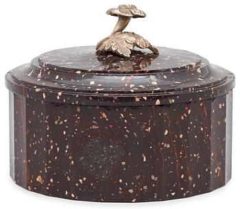 667. A Swedish Empire porphyry butter box.