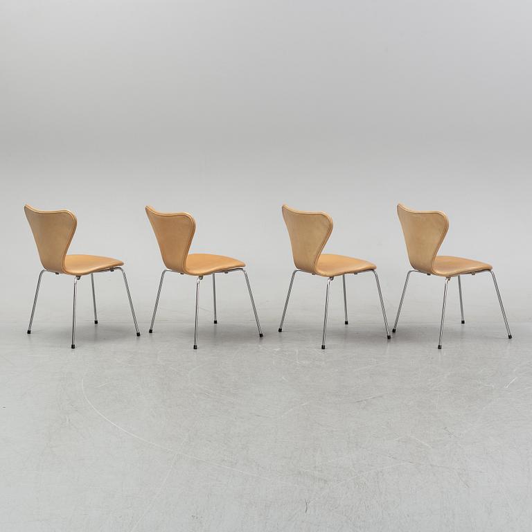 A set of four leather 'Series 7' chairs, Fritz Hansen, Denmark.