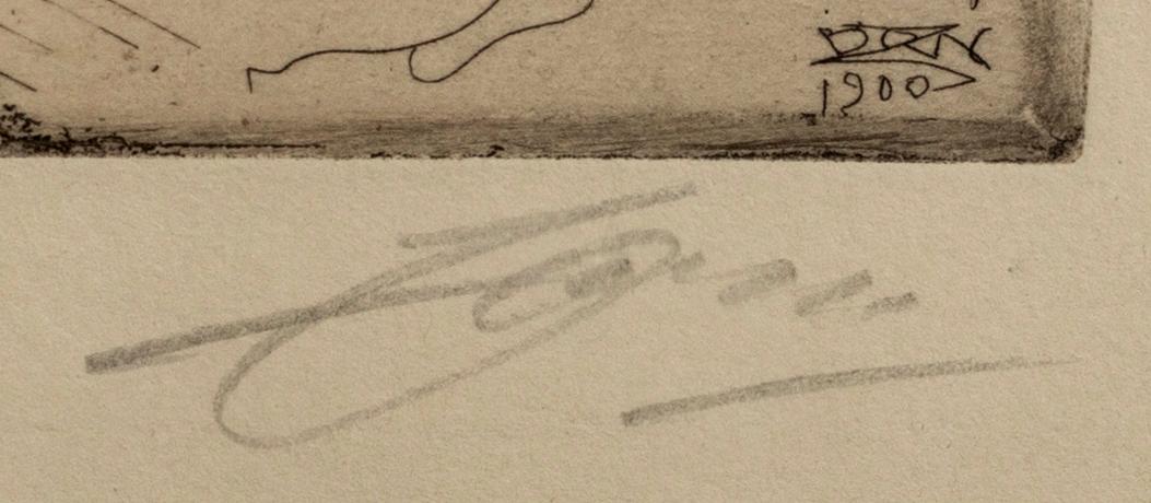 Anders Zorn, a signed etching from 1900.