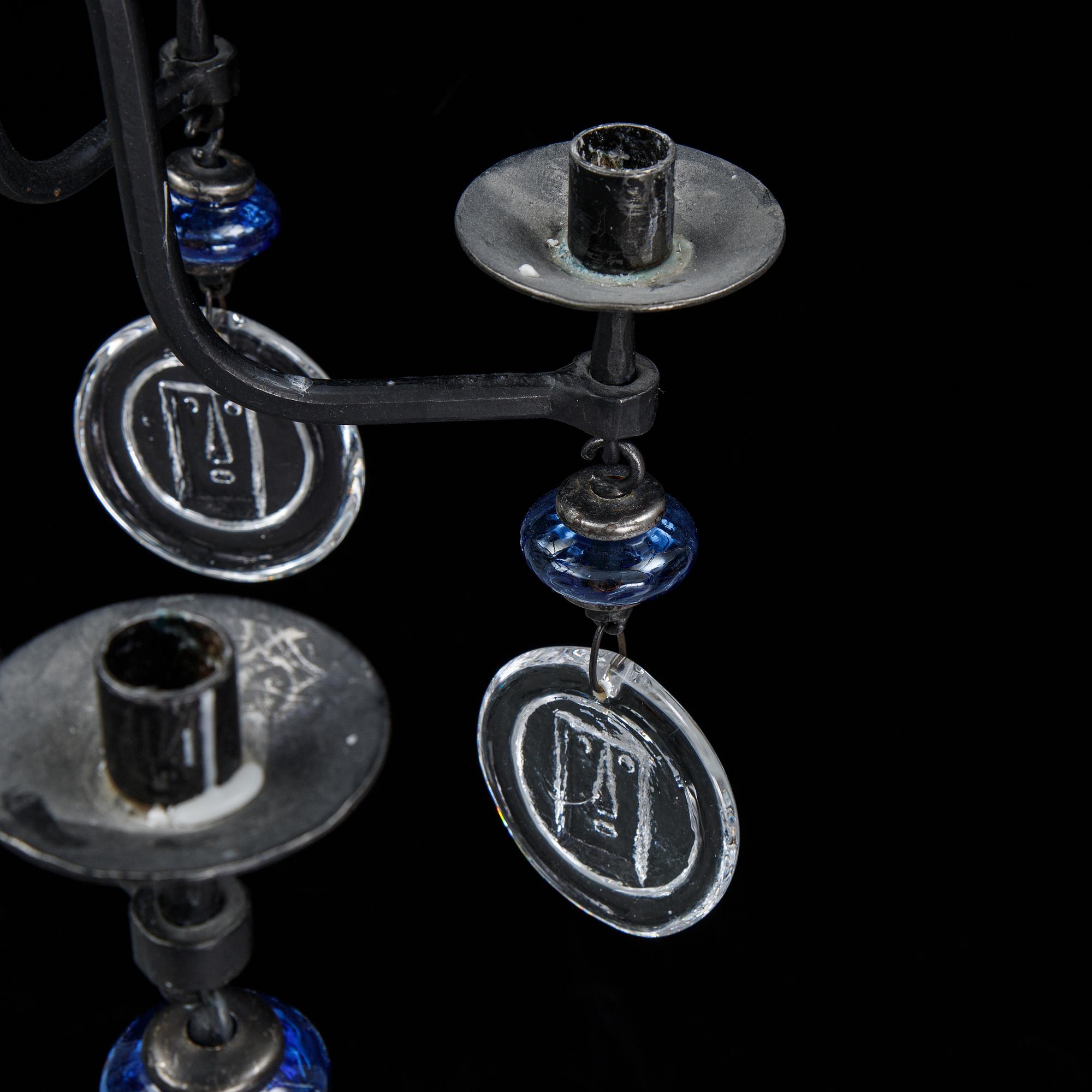 Erik Höglund, chandelier, glass and iron, second half of the 20th century.