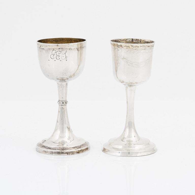 Two Swedish silver cups, Stockholm 1795 and Erik Albrecht Körsner, Falun 1812.